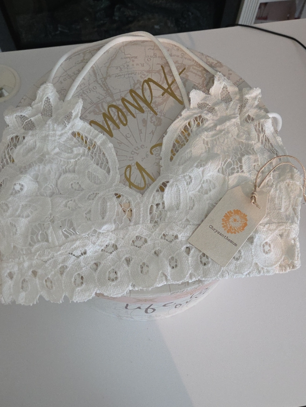 White Lace Bralette with Floral Crochet Detail